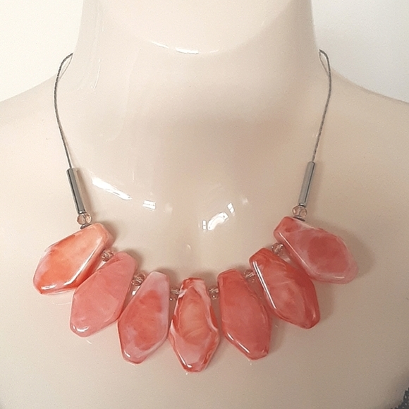 **3/$25** Lovely Coral and Silvertone Adjustable Necklace - Picture 3 of 4